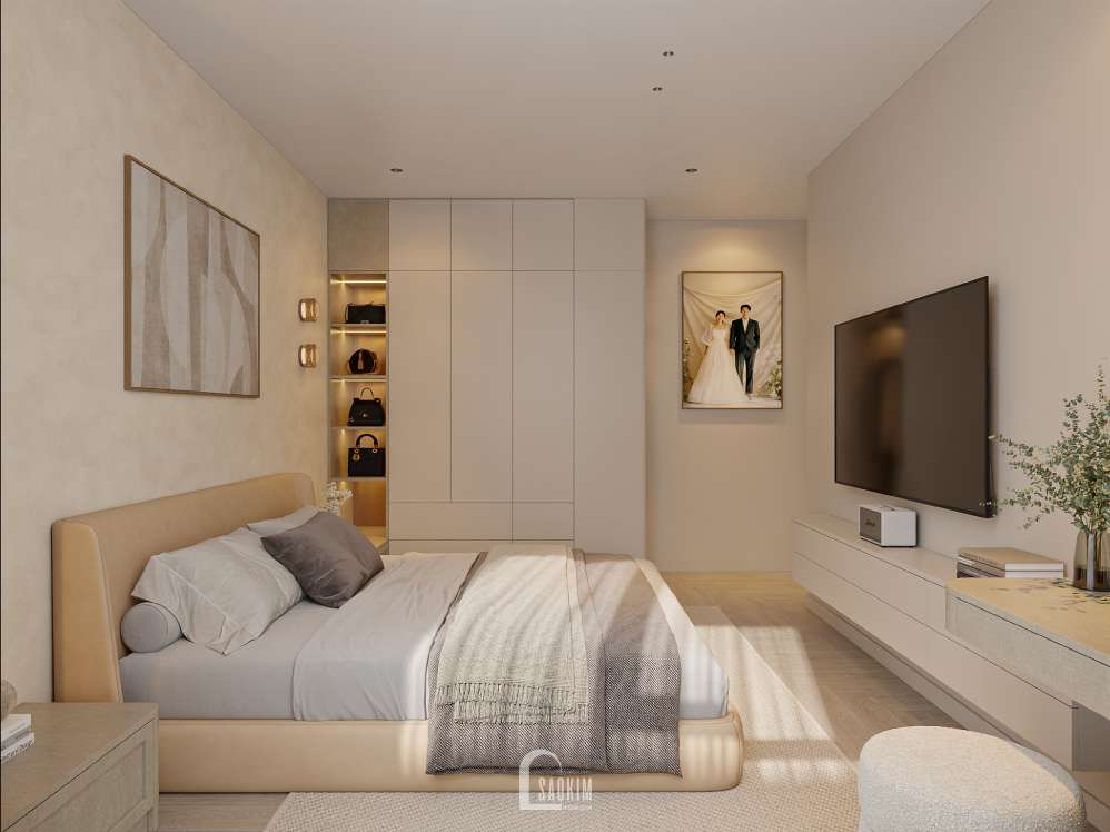 Thiết kế phòng ngủ master căn hộ Viha Complex Leciva phong cách hiện đại kết hợp Japandi tại dự án Viha Complex
